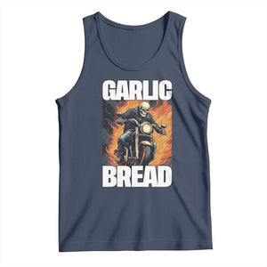 Skeleton Meme Tank Top Garlic Bread Flaming Biker On Fire Funny Edgy Hard Cringe TS02 Navy Print Your Wear