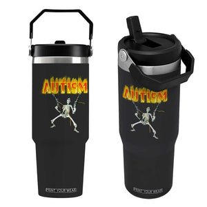 Autism Skeleton Flip Straw Tumbler Funny Oddly Specific Dank Meme TS02 One Size: 30 oz Black Print Your Wear