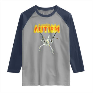 Autism Skeleton Raglan Shirt Funny Oddly Specific Dank Meme TS02 Sport Gray Navy Print Your Wear