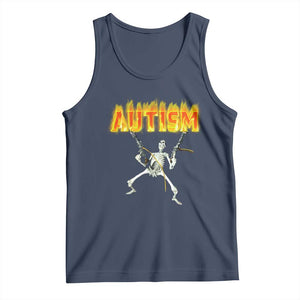Autism Skeleton Tank Top Funny Oddly Specific Dank Meme TS02 Navy Print Your Wear