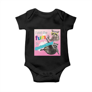 Funny Raccoon Meme Baby Onesie I Put The Fun In Dysfunctional TS02 Black Print Your Wear