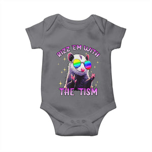 Funny Autism Opossum Baby Onesie Rizz Em With The Tism Meme Autistic TS02 Charcoal Print Your Wear