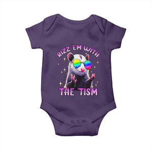 Funny Autism Opossum Baby Onesie Rizz Em With The Tism Meme Autistic TS02 Purple Print Your Wear
