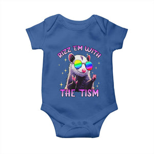 Funny Autism Opossum Baby Onesie Rizz Em With The Tism Meme Autistic TS02 Royal Blue Print Your Wear