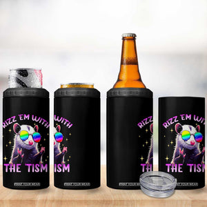 Funny Autism Opossum 4 in 1 Can Cooler Tumbler Rizz Em With The Tism Meme Autistic TS02 Print Your Wear