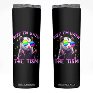 Funny Autism Opossum Skinny Tumbler Rizz Em With The Tism Meme Autistic TS02 Black Print Your Wear