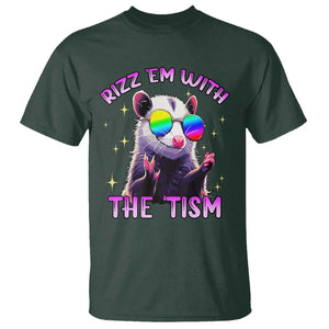 Funny Autism Opossum T Shirt Rizz Em With The Tism Meme Autistic TS02 Dark Forest Green Print Your Wear
