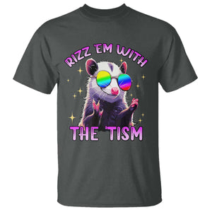 Funny Autism Opossum T Shirt Rizz Em With The Tism Meme Autistic TS02 Dark Heather Print Your Wear