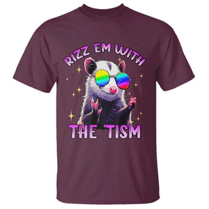 Funny Autism Opossum T Shirt Rizz Em With The Tism Meme Autistic TS02 Maroon Print Your Wear