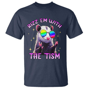 Funny Autism Opossum T Shirt Rizz Em With The Tism Meme Autistic TS02 Navy Print Your Wear