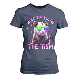 Funny Autism Opossum T Shirt For Women Rizz Em With The Tism Meme Autistic TS02 Navy Print Your Wear