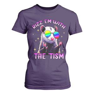 Funny Autism Opossum T Shirt For Women Rizz Em With The Tism Meme Autistic TS02 Purple Print Your Wear