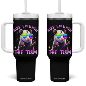 Funny Autism Opossum Tumbler With Handle Rizz Em With The Tism Meme Autistic TS02 One Size: 40 oz Black Print Your Wear