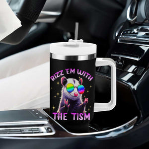 Funny Autism Opossum Tumbler With Handle Rizz Em With The Tism Meme Autistic TS02 Print Your Wear