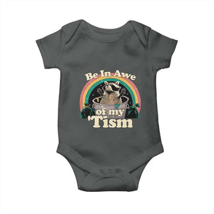 Autism Funny Raccoon Baby Onesie Be In Awe Of My 'Tism Meme Autistic TS02 Dark Heather Print Your Wear