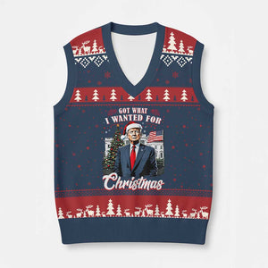 Got What I Wanted For Xmas Trump V-Neck Knit Sweater Vest President American Flag TS02 Navy Red Print Your Wear