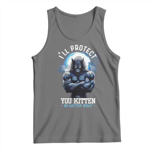 Funny Alpha Wolf Meme Tank Top I'll Protect You Kitten No Matter What Literally Me Male Werewolf TS02 Black Heather Print Your Wear