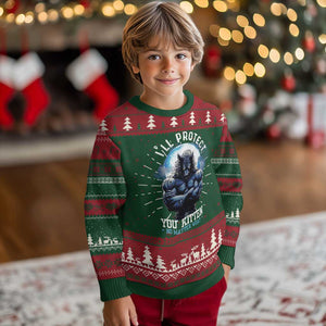 Funny Alpha Wolf Meme Ugly Christmas Sweater I'll Protect You Kitten No Matter What Literally Me Male Werewolf TS02 Christmas Print Your Wear