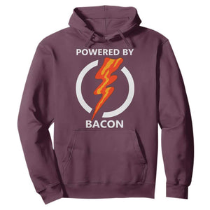 Funny Bacon Lover Hoodie Powered By Bacon Cured Pork Master TS02 Maroon Print Your Wear