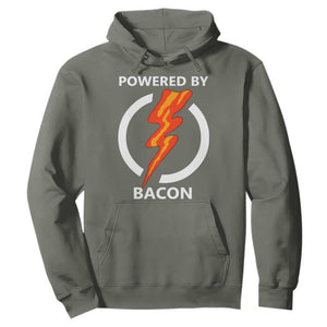Funny Bacon Lover Hoodie Powered By Bacon Cured Pork Master TS02 Military Green Print Your Wear