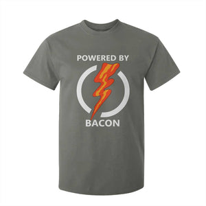 Funny Bacon Lover T Shirt For Kid Powered By Bacon Cured Pork Master TS02 Military Green Print Your Wear