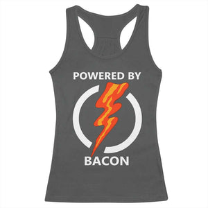 Funny Bacon Lover Racerback Tank Top Powered By Bacon Cured Pork Master TS02 Dark Heather Print Your Wear