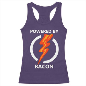 Funny Bacon Lover Racerback Tank Top Powered By Bacon Cured Pork Master TS02 Purple Print Your Wear