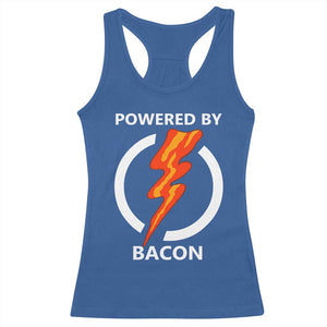 Funny Bacon Lover Racerback Tank Top Powered By Bacon Cured Pork Master TS02 Royal Blue Print Your Wear