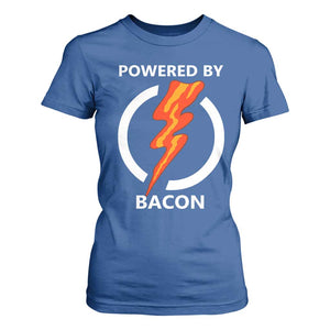 Funny Bacon Lover T Shirt For Women Powered By Bacon Cured Pork Master TS02 Royal Blue Print Your Wear