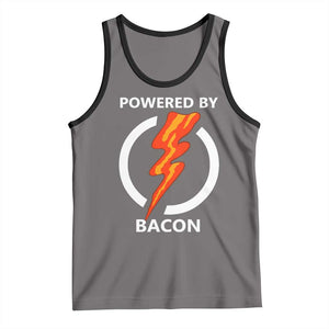 Funny Bacon Lover Tank Top Powered By Bacon Cured Pork Master TS02 Deep Heather Black Print Your Wear