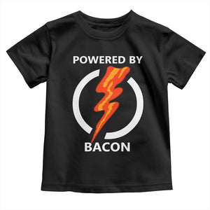 Funny Bacon Lover Toddler T Shirt Powered By Bacon Cured Pork Master TS02 Black Print Your Wear