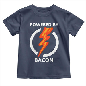 Funny Bacon Lover Toddler T Shirt Powered By Bacon Cured Pork Master TS02 Navy Print Your Wear