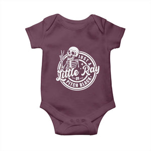 Funny Saying Skeleton Baby Onesie I'm Just A Little Ray Of Pitch Black Sarcastic TS02 Maroon Print Your Wear