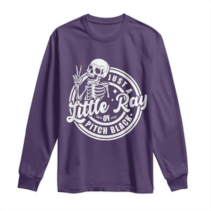 Funny Saying Skeleton Long Sleeve Shirt I'm Just A Little Ray Of Pitch Black Sarcastic TS02 Purple Print Your Wear