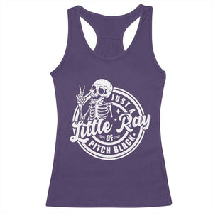 Funny Saying Skeleton Racerback Tank Top I'm Just A Little Ray Of Pitch Black Sarcastic TS02 Purple Print Your Wear