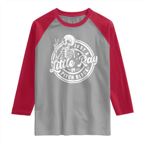 Funny Saying Skeleton Raglan Shirt I'm Just A Little Ray Of Pitch Black Sarcastic TS02 Sport Gray Red Print Your Wear