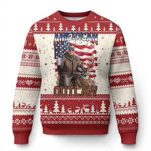 Trump Deer Hunting Knit Sweatshirt Retro Hunter Beer Drinking American Flag TS02 Red Print Your Wear