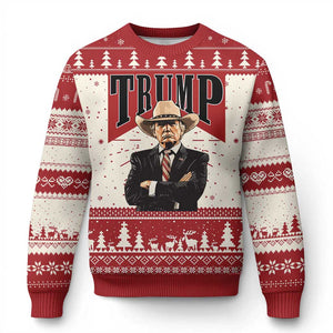 Trump Cowboy Knit Sweatshirt Western Daddy Take America Back Retro TS02 Red Print Your Wear