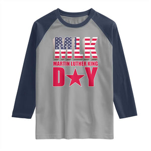 MLK Day Raglan Shirt Martin Luther King Jr American Civil Rights Leader TS02 Sport Gray Navy Print Your Wear