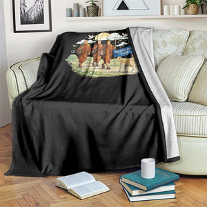 Walk for Peace Monks with Aloka the Dog Throw Blanket Spiritual Pilgrimage Buddhist Inspired TS02 Print Your Wear