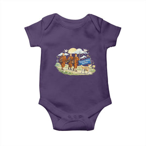 Walk for Peace Monks with Aloka the Dog Baby Onesie Spiritual Pilgrimage Buddhist Inspired TS02 Purple Print Your Wear