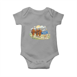 Walk for Peace Monks with Aloka the Dog Baby Onesie Spiritual Pilgrimage Buddhist Inspired TS02 Sport Gray Print Your Wear