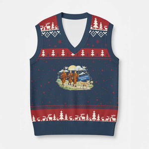 Walk for Peace Monks with Aloka the Dog V-Neck Knit Sweater Vest Spiritual Pilgrimage Buddhist Inspired TS02 Navy Red Print Your Wear