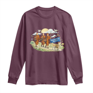 Walk for Peace Monks with Aloka the Dog Long Sleeve Shirt Spiritual Pilgrimage Buddhist Inspired TS02 Maroon Print Your Wear