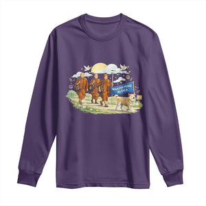 Walk for Peace Monks with Aloka the Dog Long Sleeve Shirt Spiritual Pilgrimage Buddhist Inspired TS02 Purple Print Your Wear
