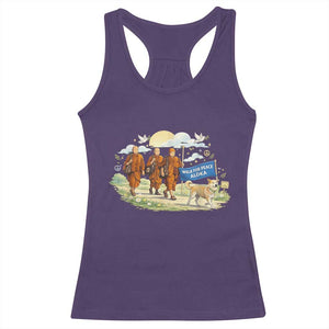 Walk for Peace Monks with Aloka the Dog Racerback Tank Top Spiritual Pilgrimage Buddhist Inspired TS02 Purple Print Your Wear