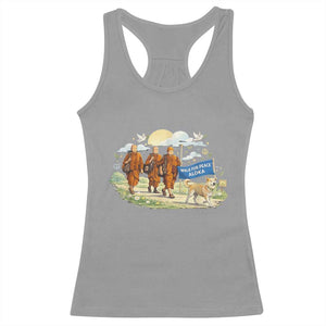 Walk for Peace Monks with Aloka the Dog Racerback Tank Top Spiritual Pilgrimage Buddhist Inspired TS02 Sport Gray Print Your Wear