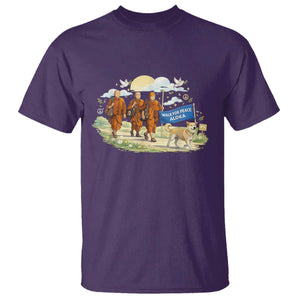 Walk for Peace Monks with Aloka the Dog T Shirt Spiritual Pilgrimage Buddhist Inspired TS02 Purple Print Your Wear