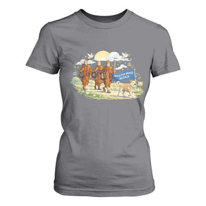 Walk for Peace Monks with Aloka the Dog T Shirt For Women Spiritual Pilgrimage Buddhist Inspired TS02 Charcoal Print Your Wear