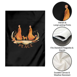 Peaceful Monks Walk with Aloka the Dog Garden Flag Zen Art Buddhism Harmony TS02 Print Your Wear